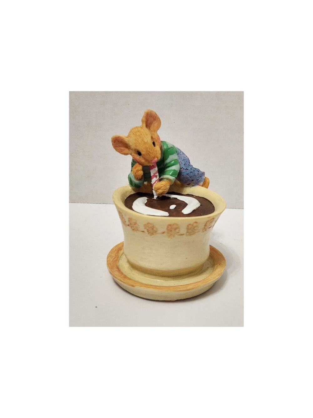 Vintage Lipco Figurine Mouse & Coffee Cup Teacup Taking a Sip Ceramic Label